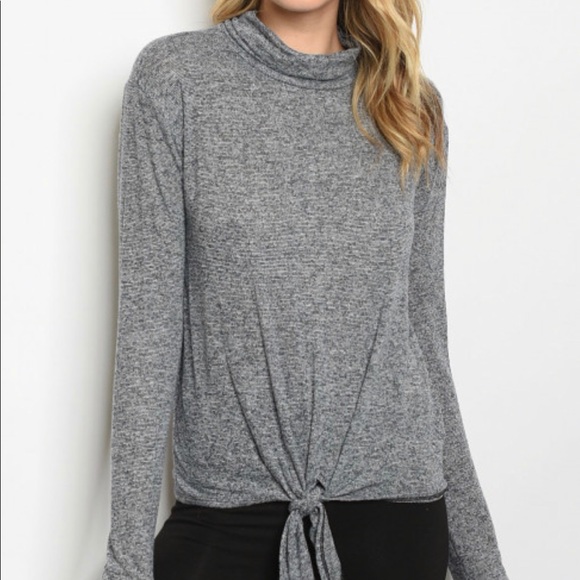 Sale! Gray Mock Turtle Neck Blouse - Picture 1 of 3
